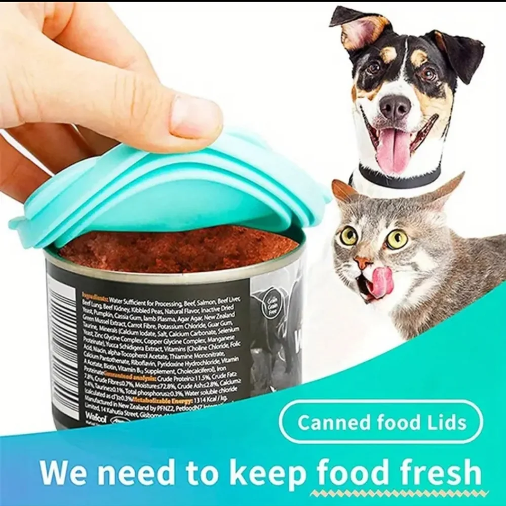 8 pc Silicone Pet Food Can Covers With Food Spoons, Reusable And Washable
